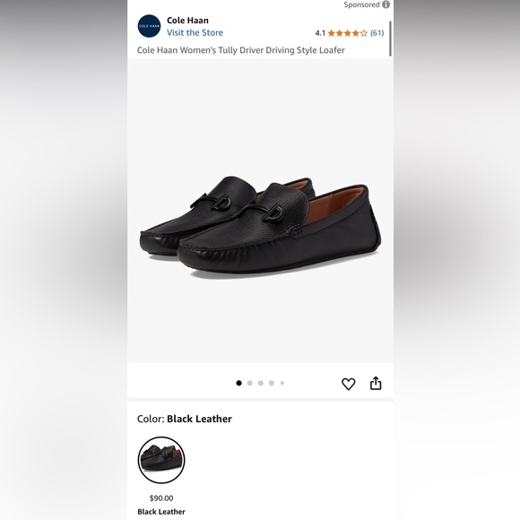 Cole Haan Black Leather Tully Driver Driving Style Loafers - Picture 1 of 8